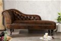 Loungebank Chesterfield bruin vintage uiterlijk - 1 - Thumbnail