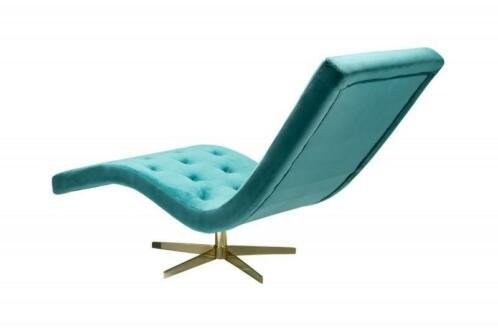 Ligstoel Chillings turquoise fluweel sterbasis goud - 2