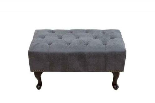 Hocker Chesterfield grijs vintage - 5