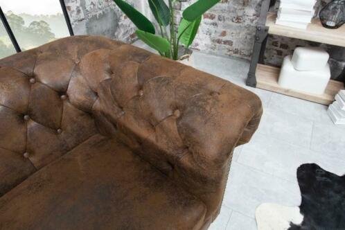 Fauteuil Chesterfield bruin vintage uiterlijk - 3