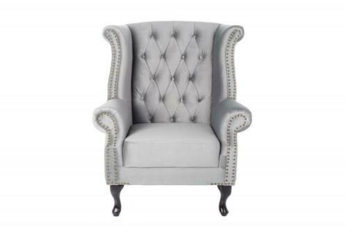 Fauteuil Chesterfield zilvergrijs fluweel - 4