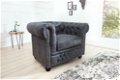 Fauteuil Chesterfield grijs vintage uiterlijk - 1 - Thumbnail