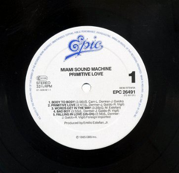 Miami Sound Machine Primitive Love 10 nrs lp 1985 ZGAN - 2
