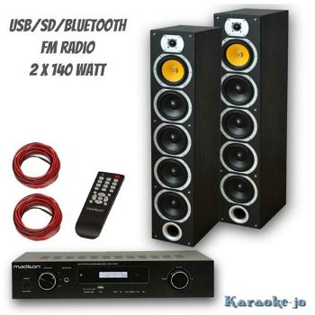 Complete Stereo set 2x 140Watt RMS Usb,Sd,Fm,Aux,Bt (7-BL) - 0