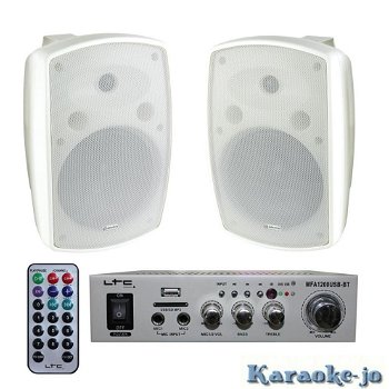 Witte 4 Inch Buiten speakers met Bluetooth versterker - 0
