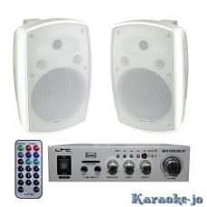 Witte 4 Inch Buiten speakers met Bluetooth versterker