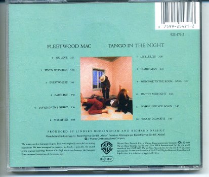 Fleetwood Mac Tango In The Night 12 nrs cd 1987 ZGAN - 1