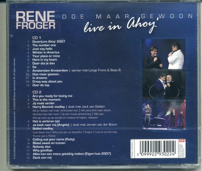 Rene Froger Doe maar gewoon Live in Ahoy 2 cds NIEUW geseald - 1