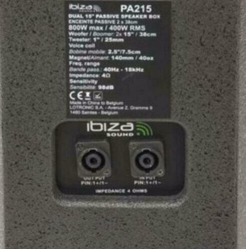 IBIZA-SOUND PA215 2 x15 Inch 2-weg luidspreker 2 x 800 Watt - 3