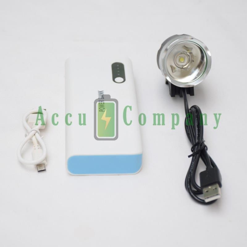 MTB, ATB fietsverlichting, fietslamp incl. powerbank - Afbeelding 2