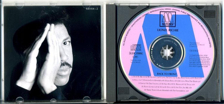 Lionel Richie Back To Front 16 nrs cd 1992 als NIEUW - 2