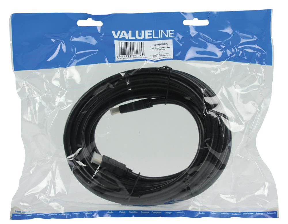 Valueline High Speed HDMI kabel, 7,50 m zwart - Afbeelding 2