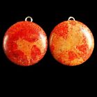 2Pcs 20x6mm Nipomo Red Coral Fossil Round kettinghangers € 1,95 (voor 2)