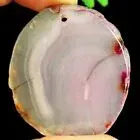 50x45x6mm Pink Onyx Agate Freeform Slice kettinghanger met zilverkleurig klemmetje
