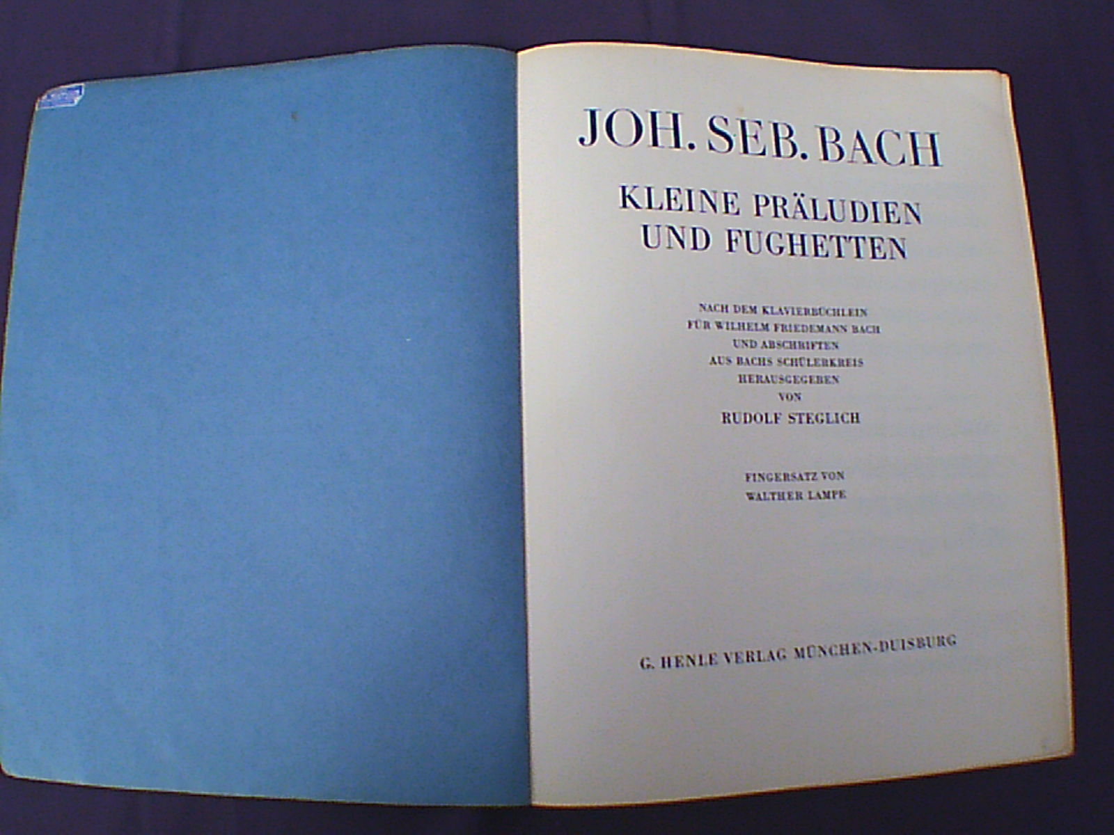 Kleine preludes en fuga's,Bach,uitg, G.Henle,1963,gst,59 blz - Afbeelding 2