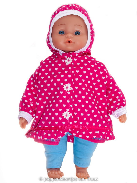 Hema pop 40 cm Jasje fuchsia/witte hartjes - nr. 1