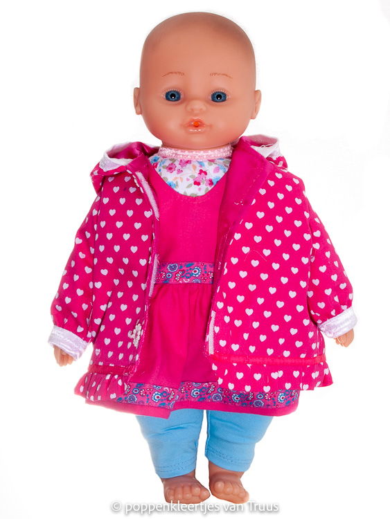 Hema pop 40 cm Jasje fuchsia/witte hartjes - Afbeelding 3