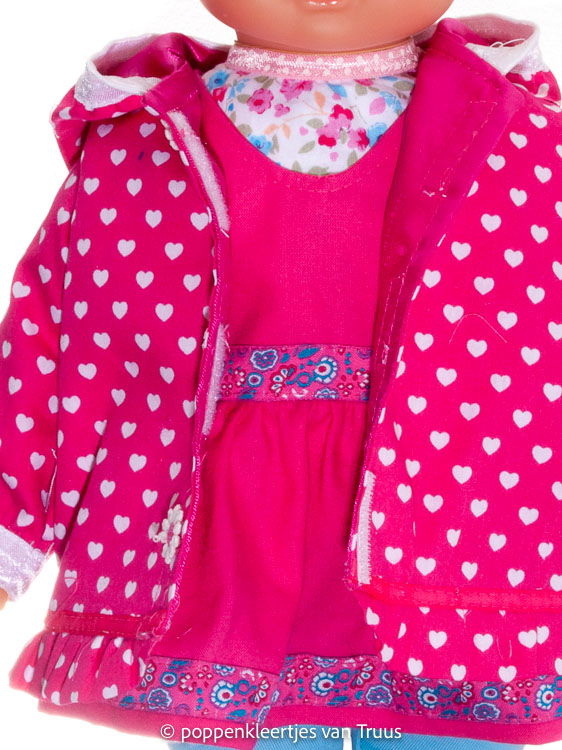 Hema pop 40 cm Jasje fuchsia/witte hartjes - Afbeelding 4