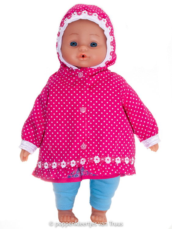 Hema pop 40 cm Jasje fuchsia/witte stipjes - nr. 1