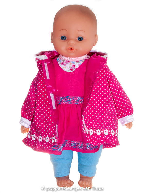 Hema pop 40 cm Jasje fuchsia/witte stipjes - Afbeelding 3