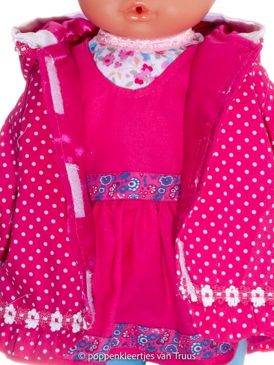 Hema pop 40 cm Jasje fuchsia/witte stipjes - Afbeelding 4