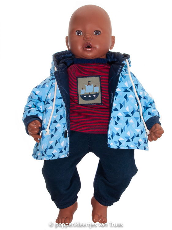 Annabel 46 cm Jongens jasje lichtblauw/triangel - Afbeelding 3