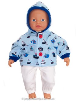 Baby Born 32 cm Jongens jasje lichtblauw/zeil/motorscheepjes