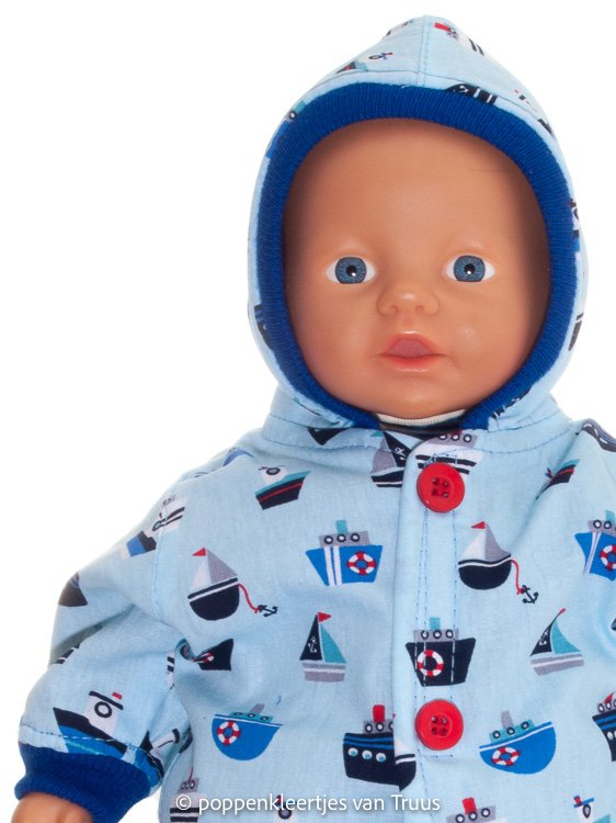 Baby Born 32 cm Jongens jasje lichtblauw/zeil/motorscheepjes - Afbeelding 2