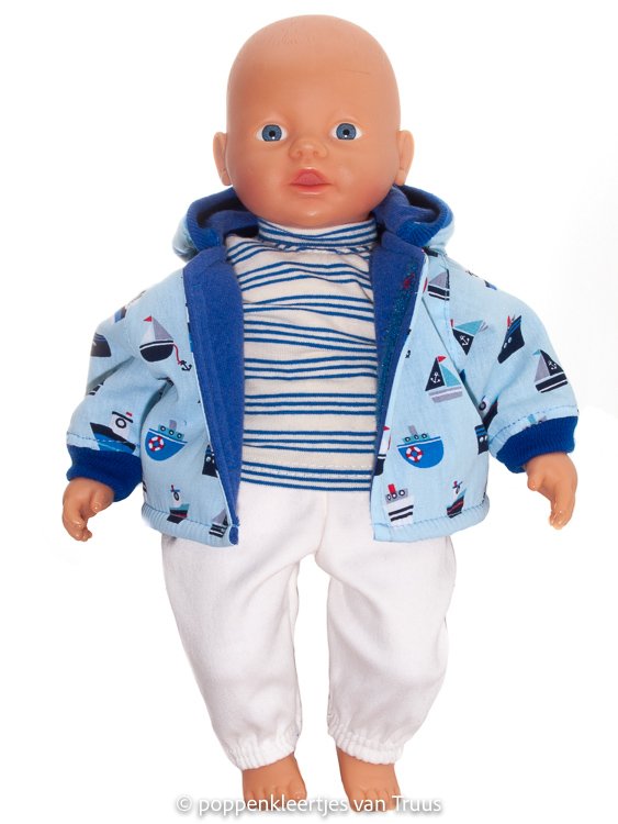Baby Born 32 cm Jongens jasje lichtblauw/zeil/motorscheepjes - Afbeelding 3