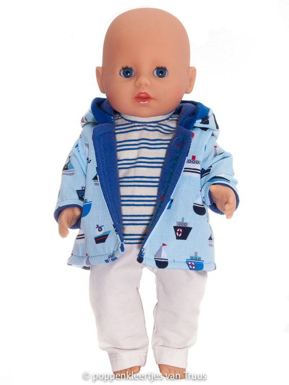 Baby Born Badpopje 32 cm Jongens jasje lichtblauw/zeil/motorscheepjes - Afbeelding 3