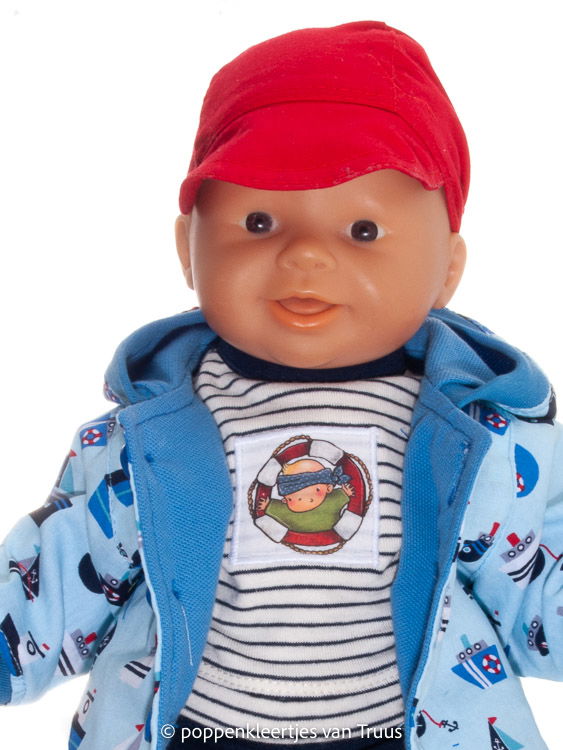 Chou Chou 36 cm Jongens jasje lichtblauw/zeil/motorscheepjes - Afbeelding 5