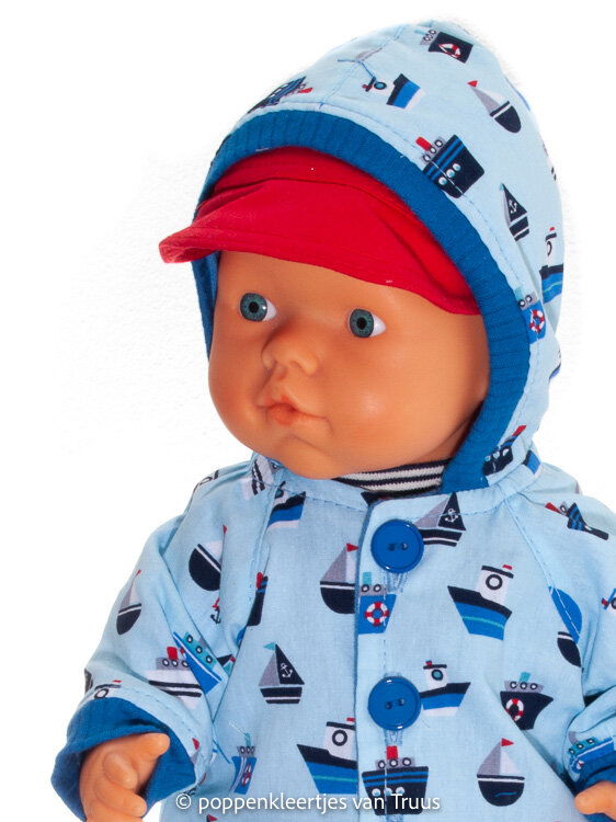 Mon Bébé 40 cm Jongens jasje blauw/zeil/motorscheepjes - Afbeelding 3