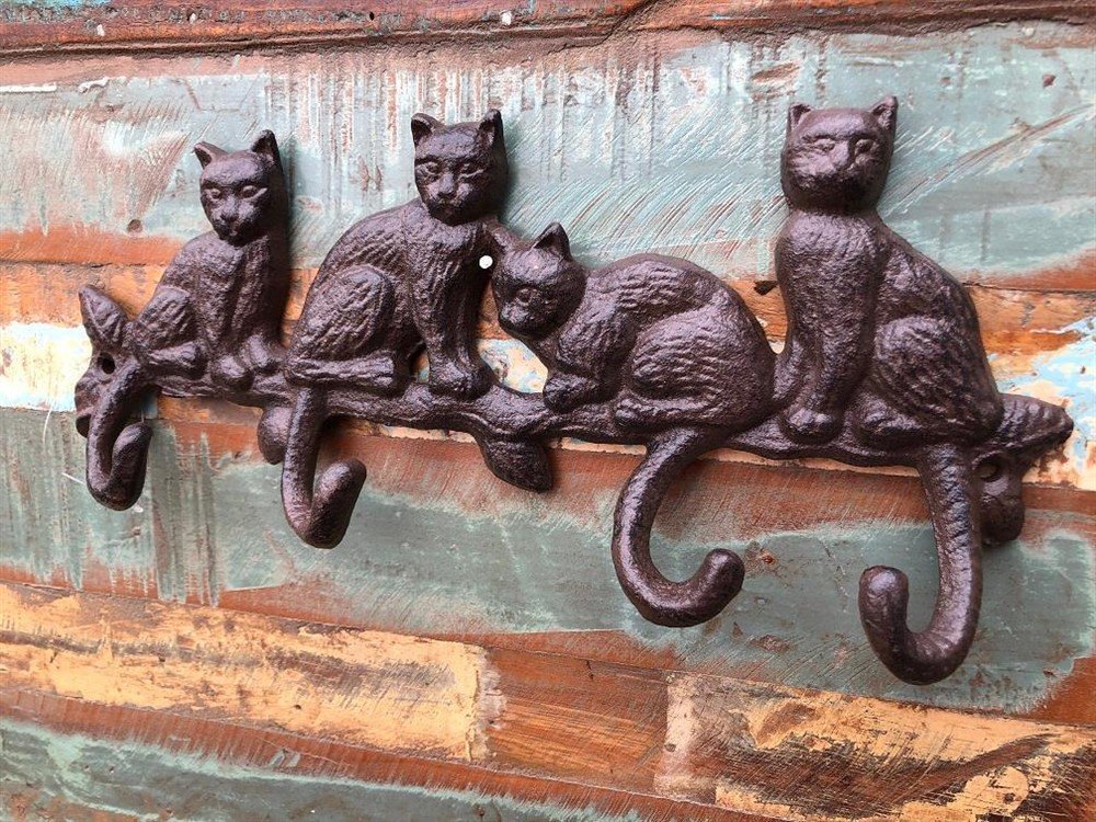 Kapstok met 4 katten -kat poes -kapstok -haak - nr. 1