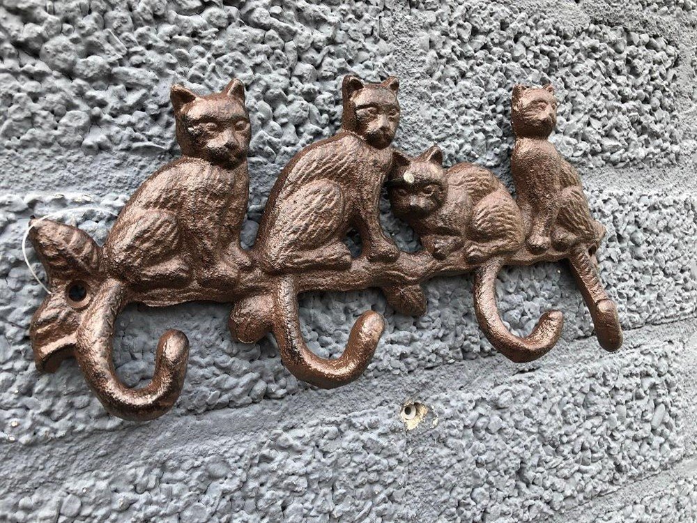 Kapstok met 4 katten -kat poes -kapstok -haak - Afbeelding 2