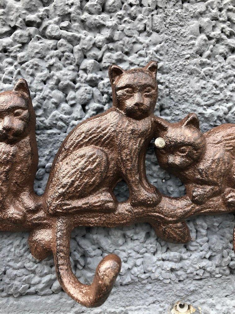 Kapstok met 4 katten -kat poes -kapstok -haak - Afbeelding 3
