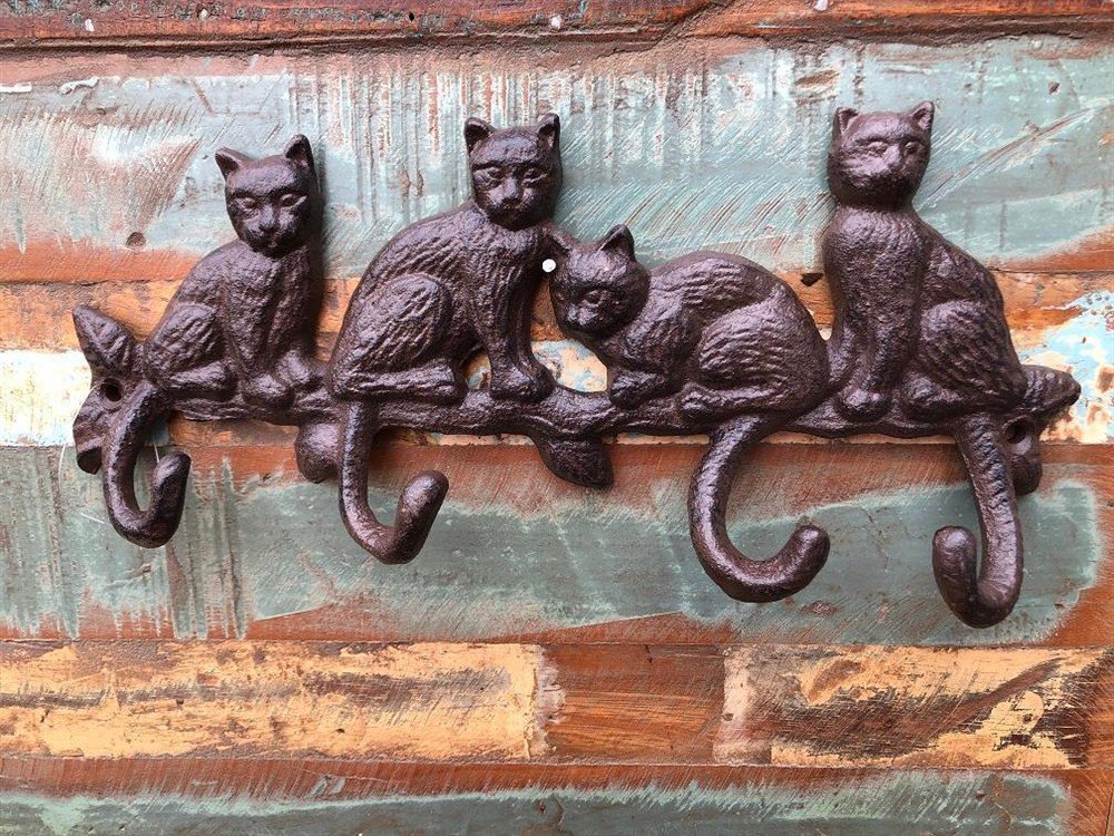 Kapstok met 4 katten -kat poes -kapstok -haak - Afbeelding 5