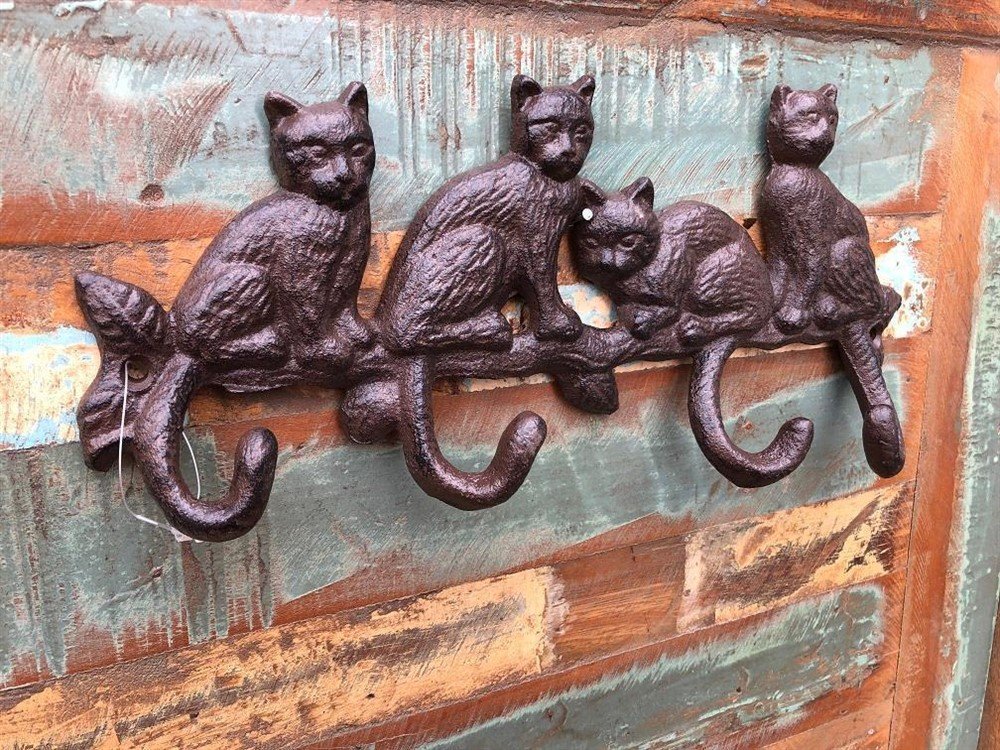 Kapstok met 4 katten -kat poes -kapstok -haak - Afbeelding 7
