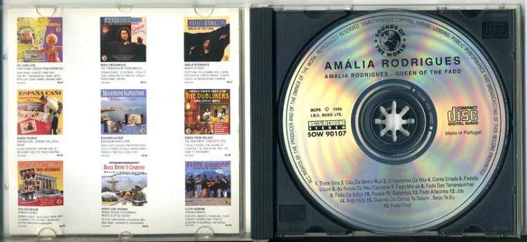 Amália Rodrigues Queen of the Fado 16 nrs cd 1999 ZGAN - 2