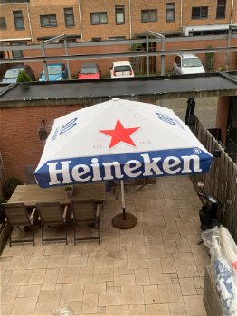 Super grote Heineken 0.0 horeca parasol 3 bij 3 meter - 0