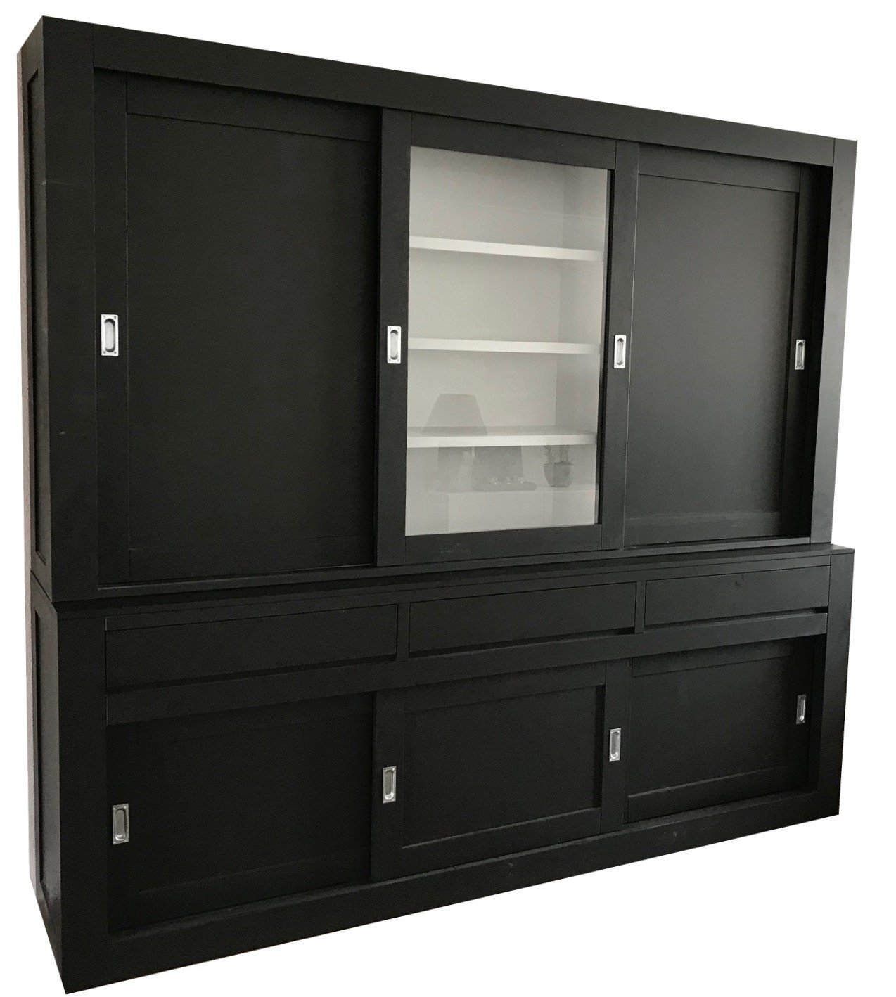 Buffetkast Vaassen antraciet dichte zijdeuren 240 x 220cm - nr. 1