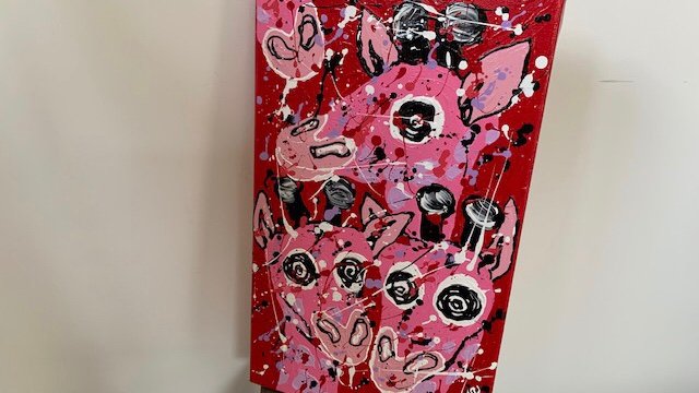 Giraffen kunst Rood / roze - nr. 1
