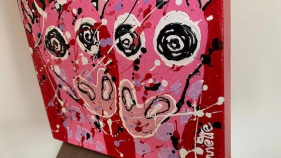 Giraffen kunst Rood / roze - Afbeelding 2