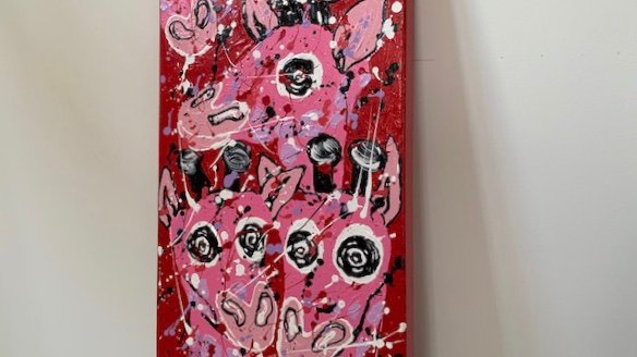 Giraffen kunst Rood / roze - Afbeelding 3