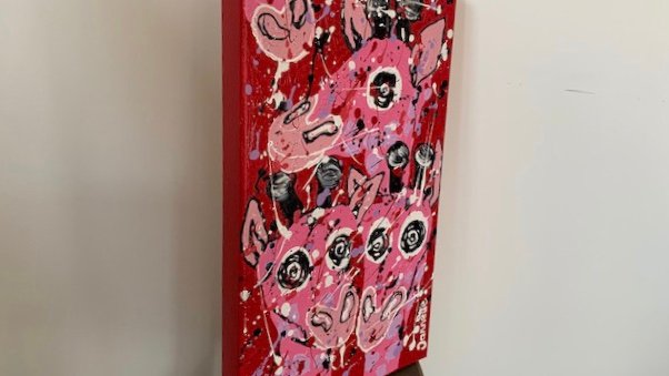 Giraffen kunst Rood / roze - Afbeelding 4