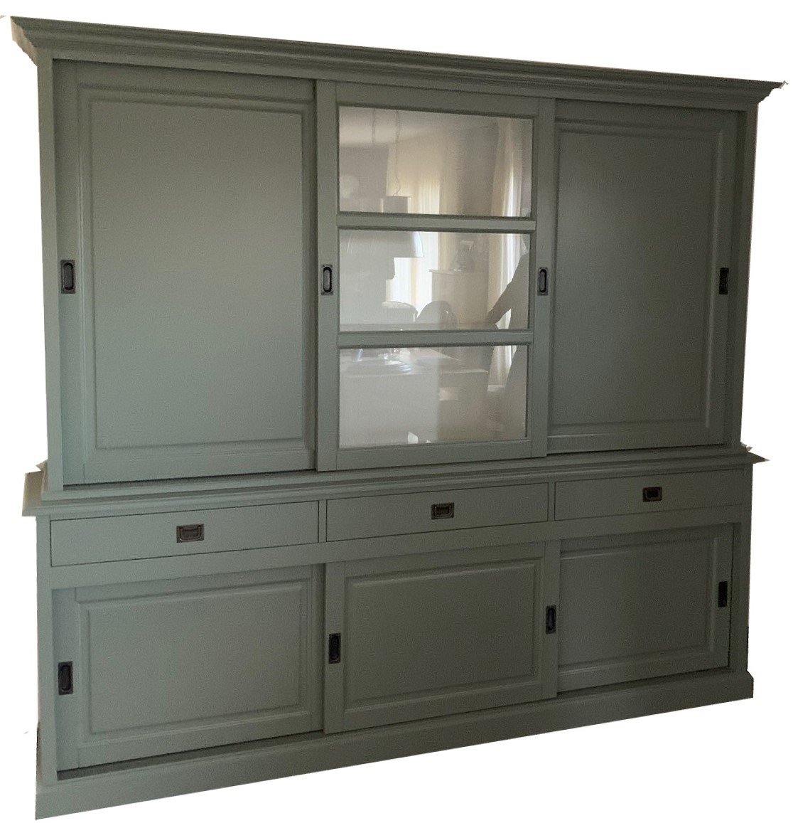 Buffetkast Engels groen - wit Putten 240 x 220cm dichte zijdeuren - nr. 1