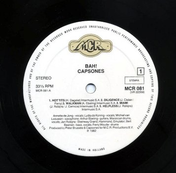 Capsones BAH! 10 nrs lp 1982 vinyl ZGAN - 2