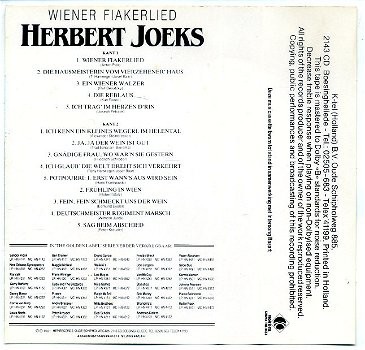 Herbert Joeks Wiener Fiakerlied 10 nrs cassette 1981 ZGAN - 2