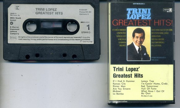 Trini Lopez Greatest Hits 14 nrs cassette 1969 ZGAN - 0
