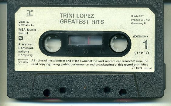 Trini Lopez Greatest Hits 14 nrs cassette 1969 ZGAN - 3