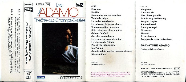 Salvatore Adamo Live Théâtre Aux Champs-Elysées 27 nrs ZGAN - 1